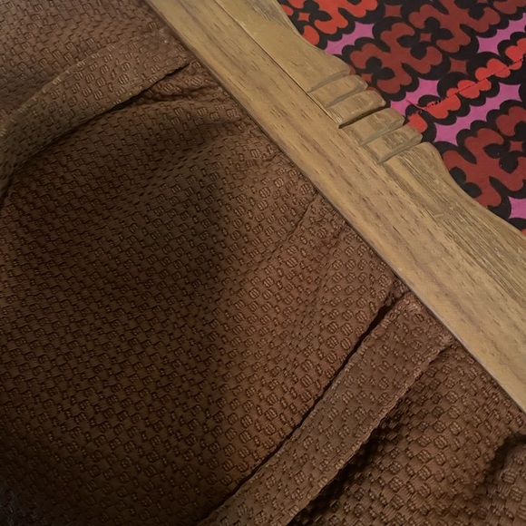 Vintage rust / brown color fabric purse, wooden handle,  like new condition - Picture 5 of 5